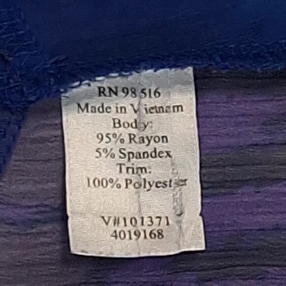 Coldwater Creek Blue Sz L/14 Blouse Abstract Print Short Sleeve Flowy Elegant - Picture 10 of 13